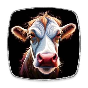 Tête de crâne de vache drôle brun sinistre - Magnet carré - blanc - Devant