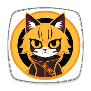 Orange and yellow anime cat drawing - Square fridge magnet - white - Front