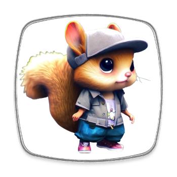 Un adorable écureuil chibi en tenue urbaine - Magnet carré - blanc - Devant