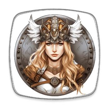 Blonde Schildmaid mit Walkürenhelm - Viereckiger Kühlschrankmagnet - Weiß - Vorne