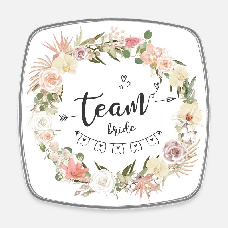T-shirt EVJF Crown bohemian flower Team Bride - Square fridge magnet - white