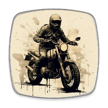 Roadrtip avec une moto vintage ! - Magnet carré - blanc - Devant