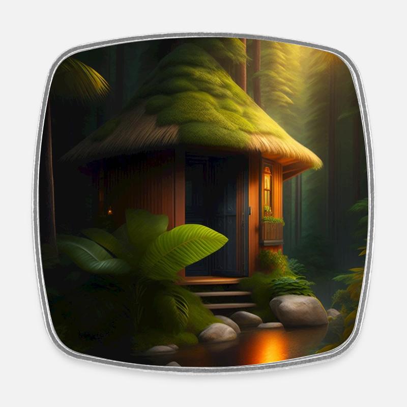 Cabin in the jungle - Square fridge magnet - white