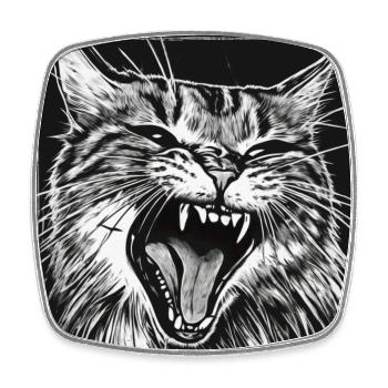 Chat en colère - Magnet carré - blanc - Devant