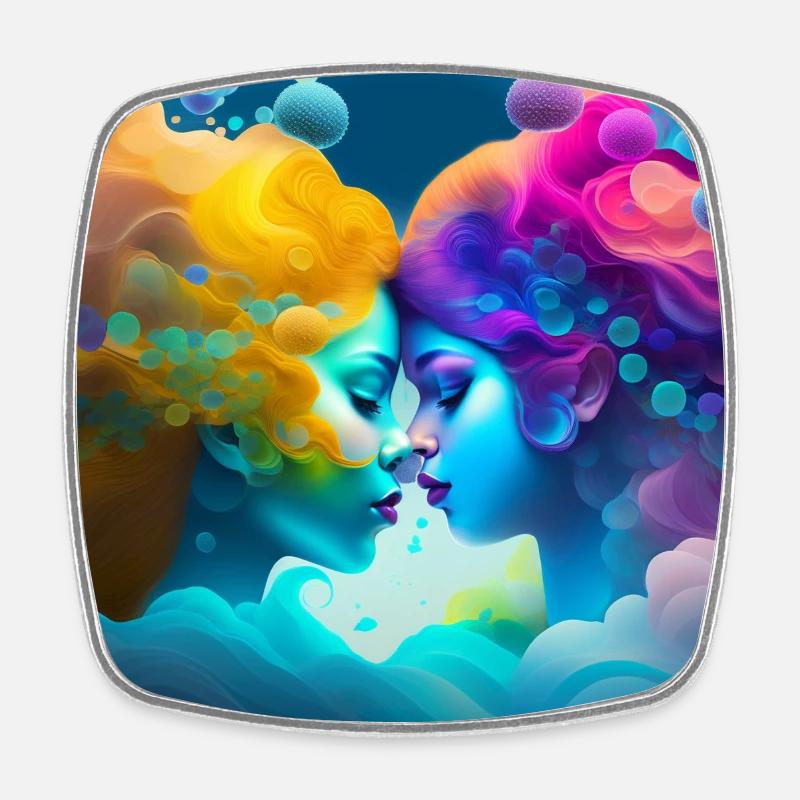 Underwater Ink Art - Square fridge magnet - white