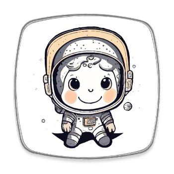 Astronaute mignon #4 - Magnet carré - blanc - Devant