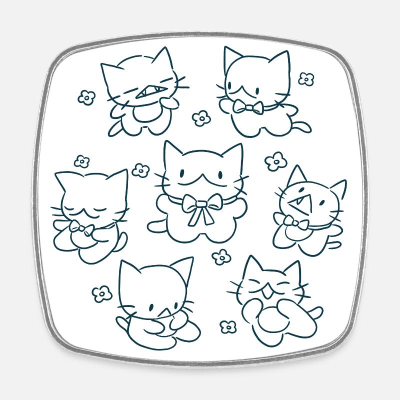 Une bande de chats - Magnet carré - blanc