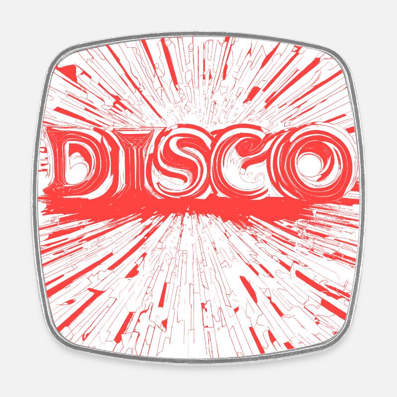 DISCO Text Logo Word Red - Square fridge magnet - white