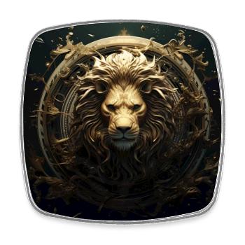 Emblème du Lion d'Or - Magnet carré - blanc - Devant