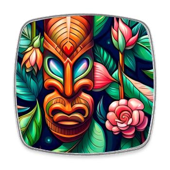 Tiki Flower - Viereckiger Kühlschrankmagnet - Weiß - Vorne