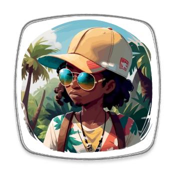 Black Man on Tropical Island - Square fridge magnet - white - Front