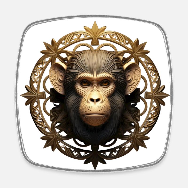 Monkey Logo - Magnet carré - blanc