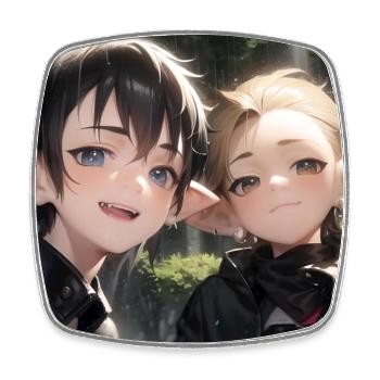 Anime-paar - Viereckiger Kühlschrankmagnet - Weiß - Vorne