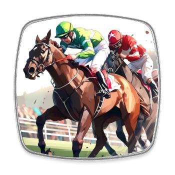 Horse Sprint - Square fridge magnet - white - Front