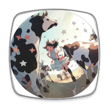 La ferme aux vaches étoilées - Magnet carré - blanc - Devant