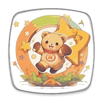 Kawaii Teddy Bear - Square fridge magnet - white - Front