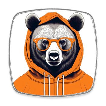 Nerdy Bearmit Hoodie - Viereckiger Kühlschrankmagnet - Weiß - Vorne