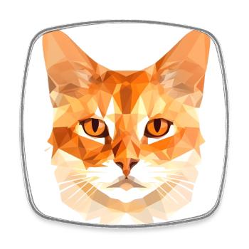 Chat polygonal - Magnet carré - blanc - Devant