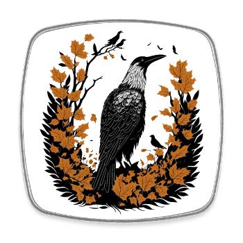 Raven in Autumn - Square fridge magnet - white - Front