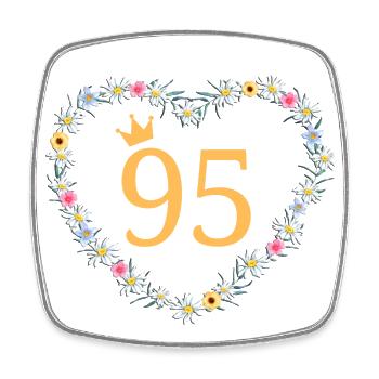 Number 95, Heart Flowers, Personalizable - Square fridge magnet - white - Front