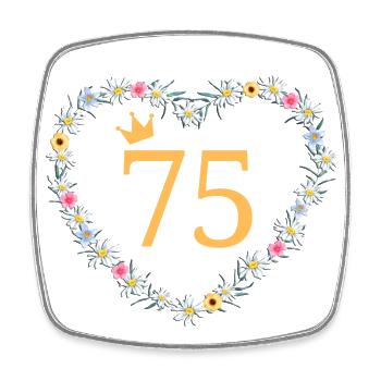 Number 75, Heart Flowers, Personalizable - Square fridge magnet - white - Front
