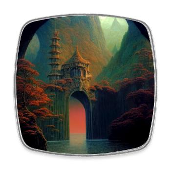 Surreal Rivendell - Square fridge magnet - white - Front