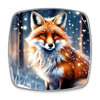 Fuchs im Schnee - Viereckiger Kühlschrankmagnet - Weiß - Vorne
