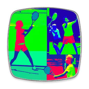Joueurs de tennis sur le court - Magnet carré - blanc - Devant