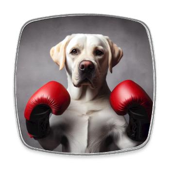 Boxing Labrador - Viereckiger Kühlschrankmagnet - Weiß - Vorne