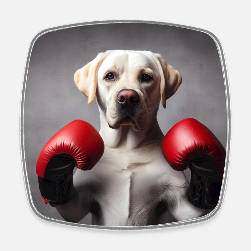 Boxing Labrador - Square fridge magnet - white