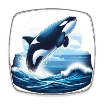 Blauer Orca - Viereckiger Kühlschrankmagnet - Weiß - Vorne