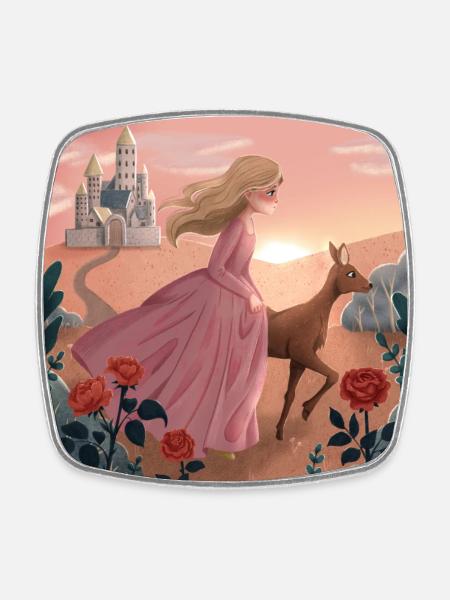 Fairytale illustration - Square fridge magnet - white
