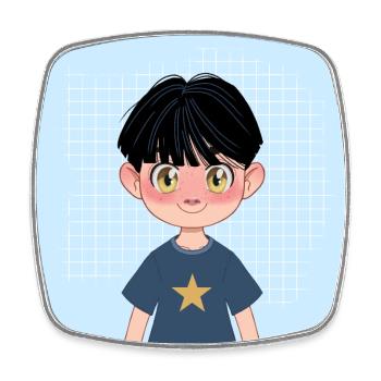 Manga Boy Chibi Figure - Square fridge magnet - white - Front
