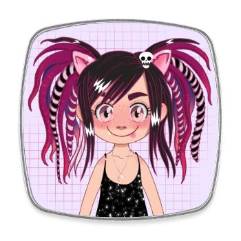 EMO Manga Mädchen - Viereckiger Kühlschrankmagnet - Weiß - Vorne
