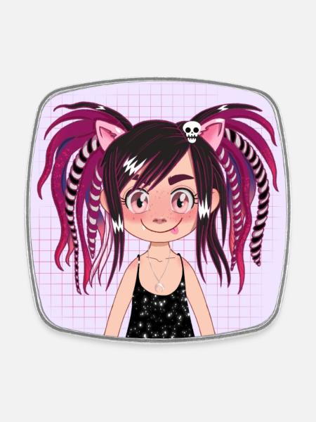 EMO Manga Girl - Square fridge magnet - white
