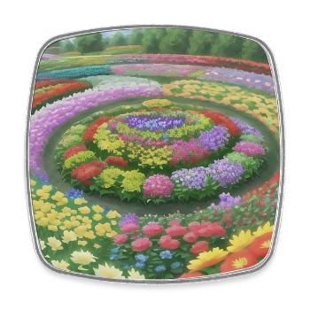 Flower Garden print - Square fridge magnet - white - Front