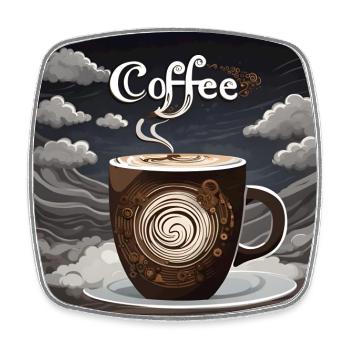 The Coffee Bean Stormy Coffee Cup - Square fridge magnet - white - Front