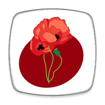 Coquelicots dans un cercle - Magnet carré - blanc - Devant