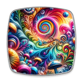 Psychedelic Art - Viereckiger Kühlschrankmagnet - Weiß - Vorne