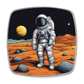 Astronaut on a Planet - Viereckiger Kühlschrankmagnet - Weiß - Vorne