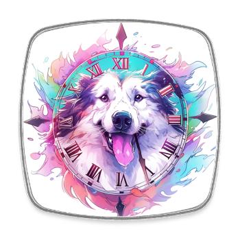 Le chien bleu et violet - Magnet carré - blanc - Devant