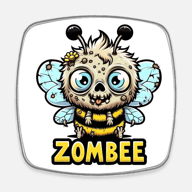ZomBee - Die Zombie-Biene - Viereckiger Kühlschrankmagnet - Weiß