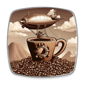 Coffee Mountain Flying - Square fridge magnet - white - Front