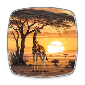 GIRAFFE BEI SONNENUNTERGANG - Viereckiger Kühlschrankmagnet - Weiß - Vorne