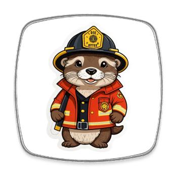 Feuerwehr Otter 01 - Viereckiger Kühlschrankmagnet - Weiß - Vorne