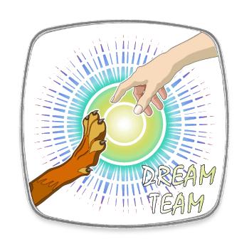 Dog Paw Human Arm Dream Team - Square fridge magnet - white - Front