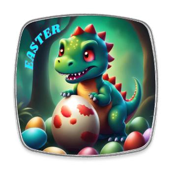 Cute Dinosaur Red Eyes Easter - Square fridge magnet - white - Front
