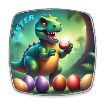 Adorable Dinosaur Red Eyes Easter - Square fridge magnet - white - Front