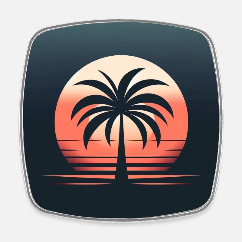 Palm tree - Square fridge magnet - white