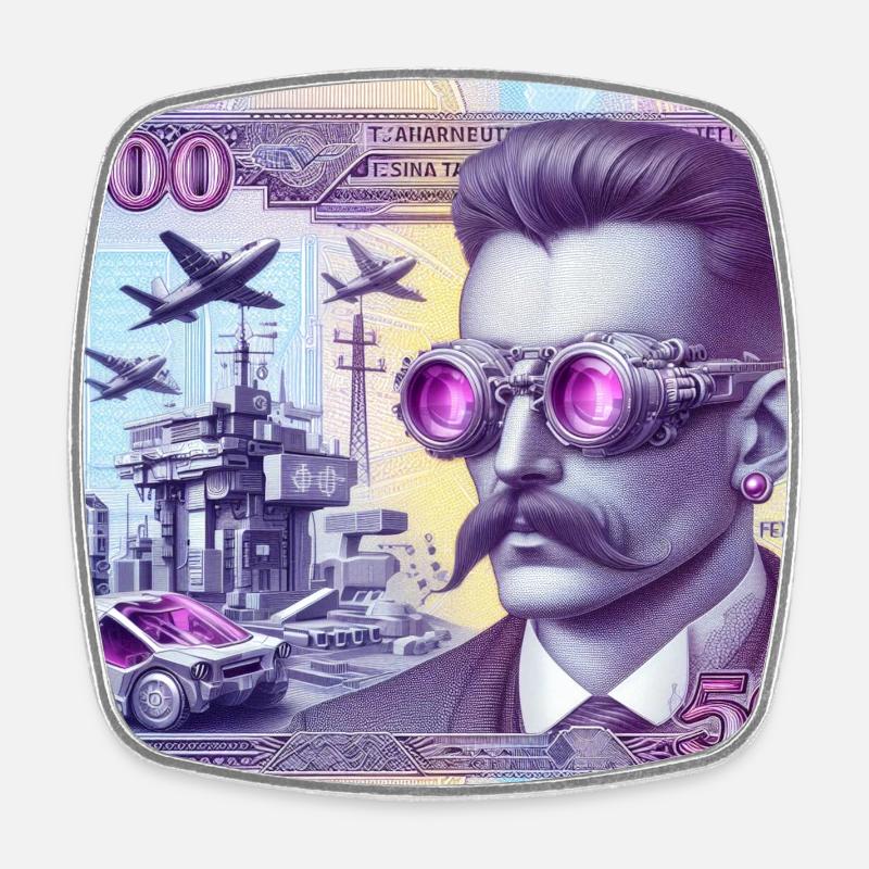 cyber note aviator - Magnet carré - blanc